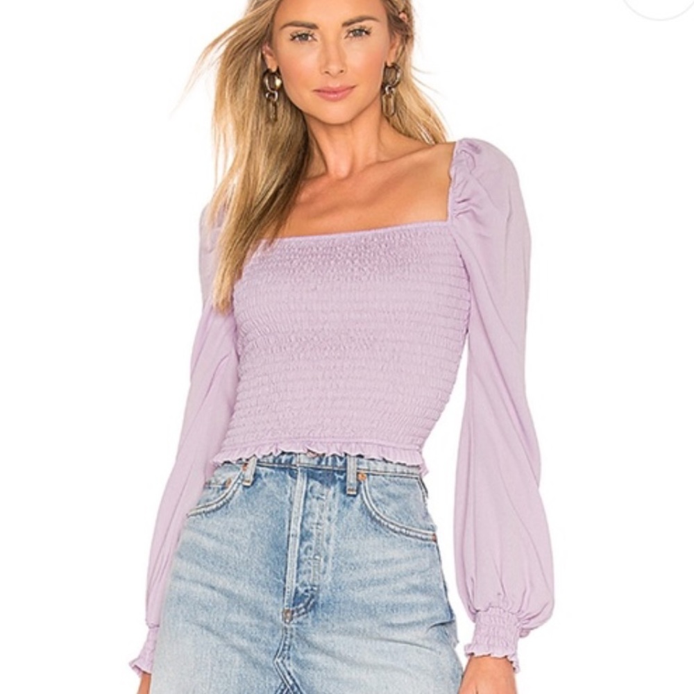 COPY - Superdown Tanya Smocked Top in Lavender